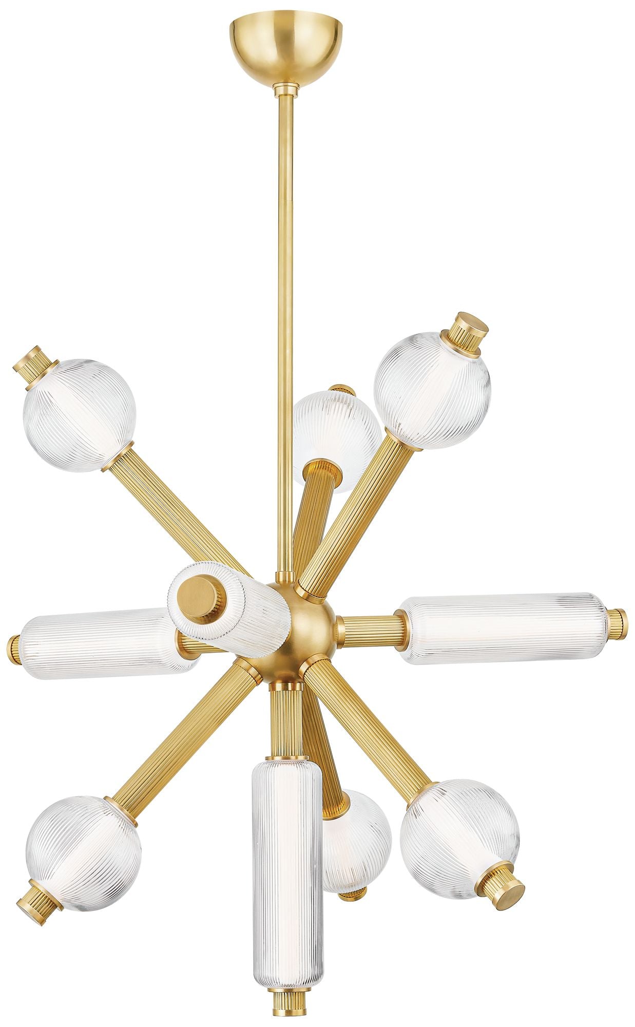 Atom 36" 10-Light. Vintage Brass Chandelier