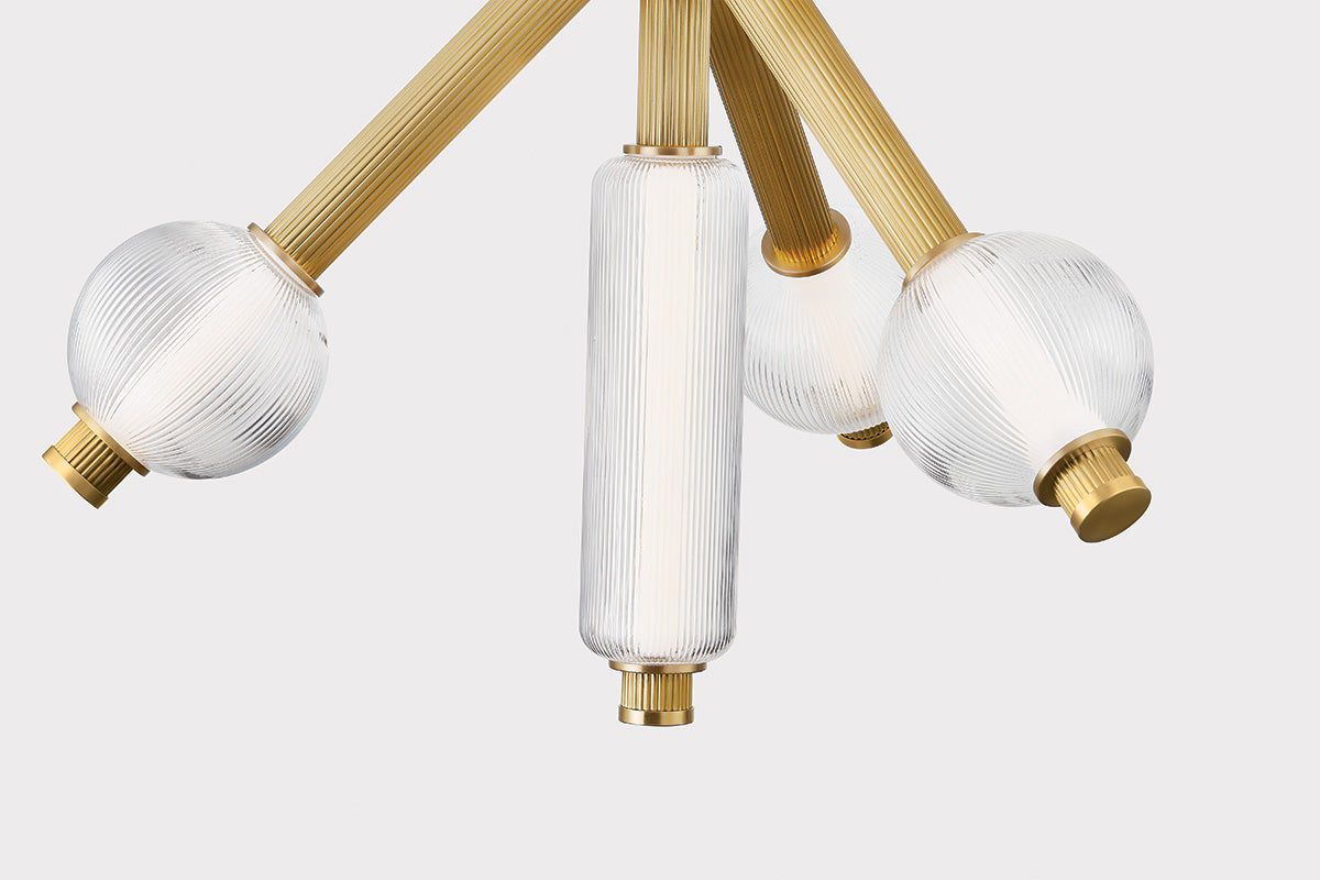 Atom 36" 10-Light. Vintage Brass Chandelier