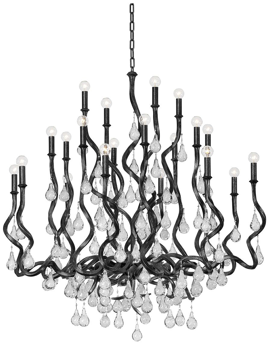 Aveline 48 In. Chandelier Black Silver Leaf
