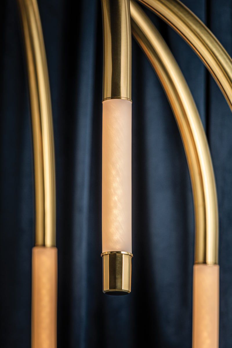 Zeme 47.75" 8 Lt. Vintage Polished Brass Chandelier detail view 2