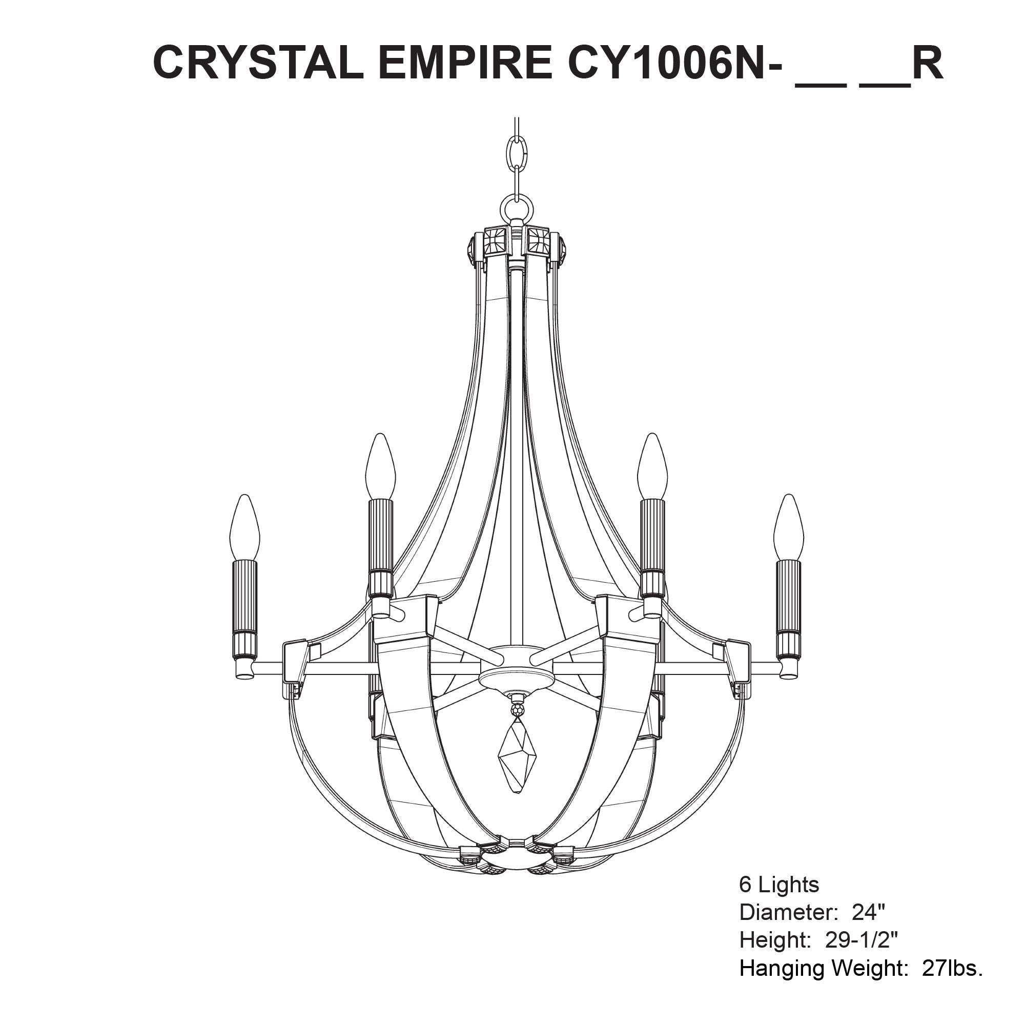 Crystal Empire 29.5"H X 6-Light Chandelier