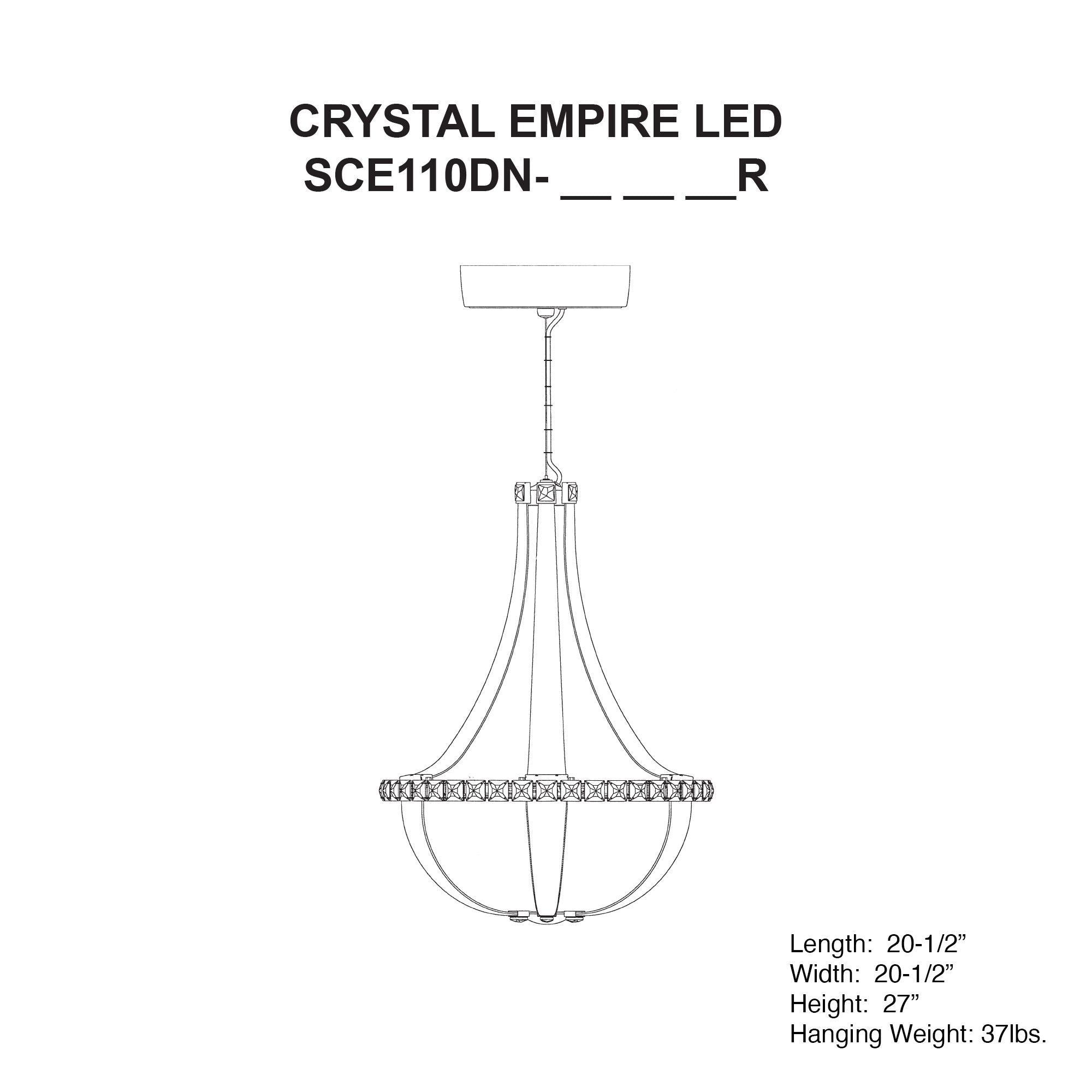 Crystal Empire LED 27"H X 12-Light Chandelier