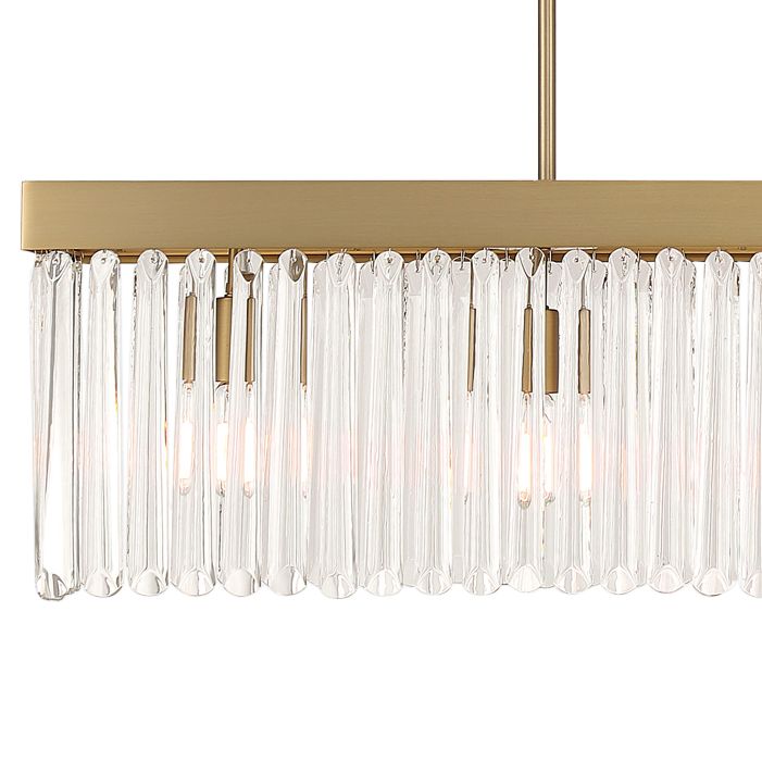 49" 6-Light Modern Gold and Crystal Linear Chandelier