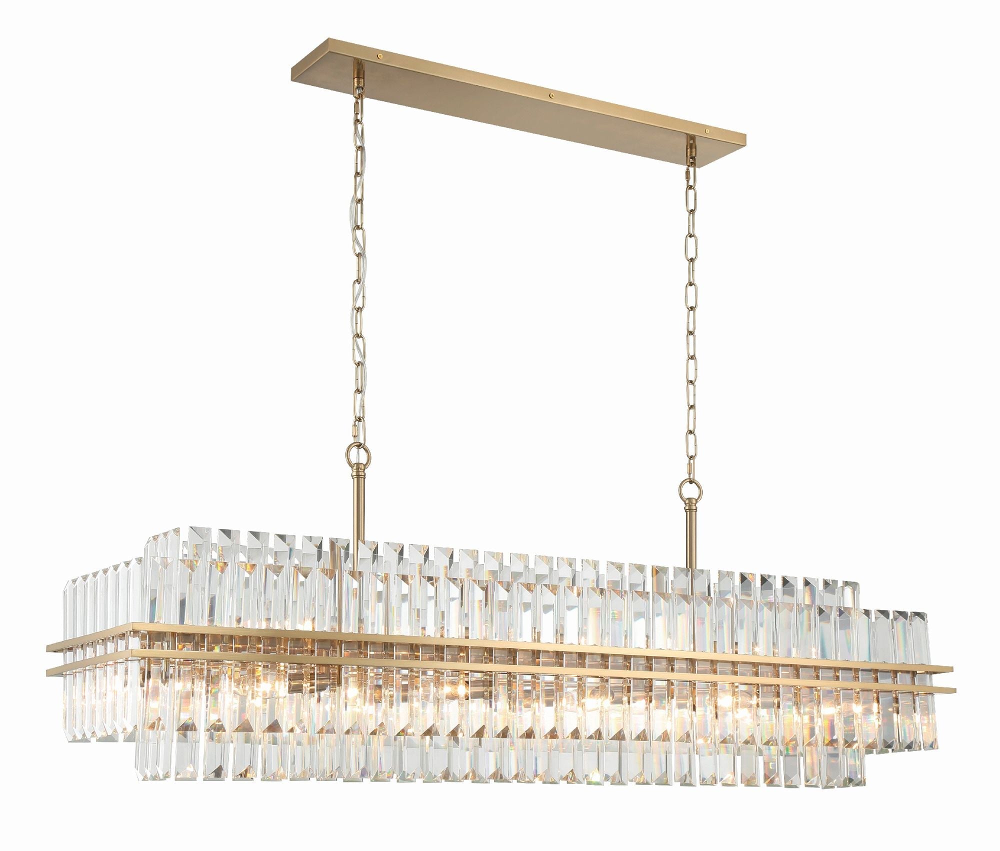 Hayes 50"W Aged Brass 16-Light Linear Chandelier
