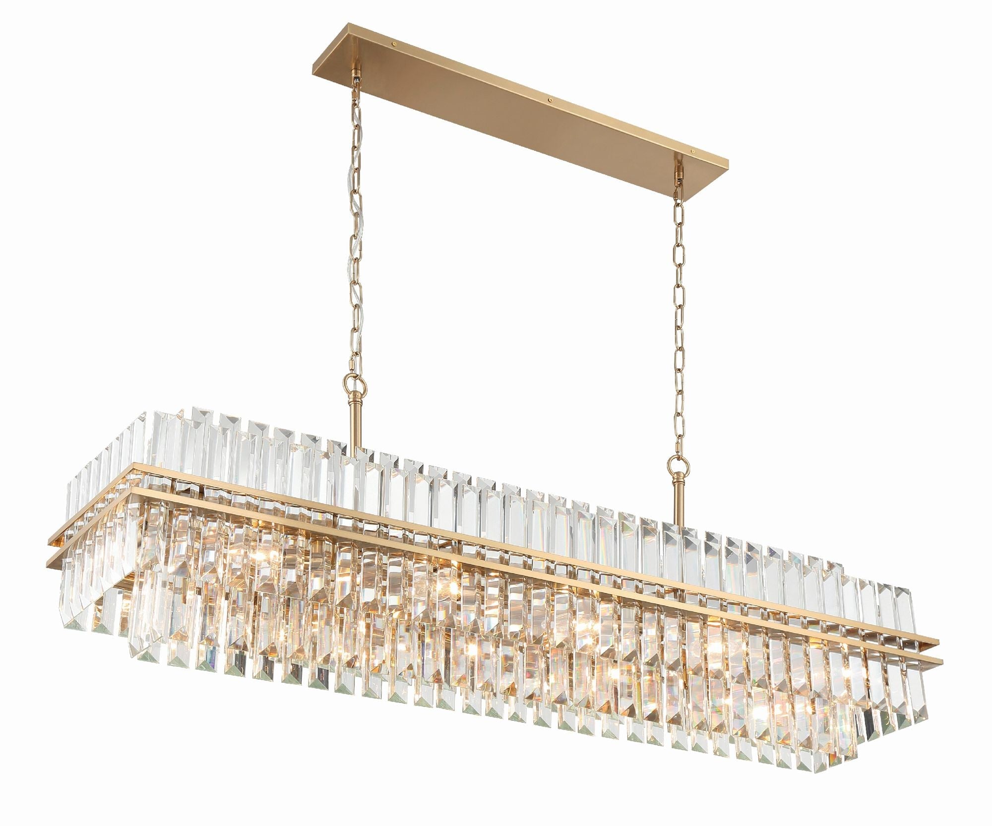 Hayes 50"W Aged Brass 16-Light Linear Chandelier