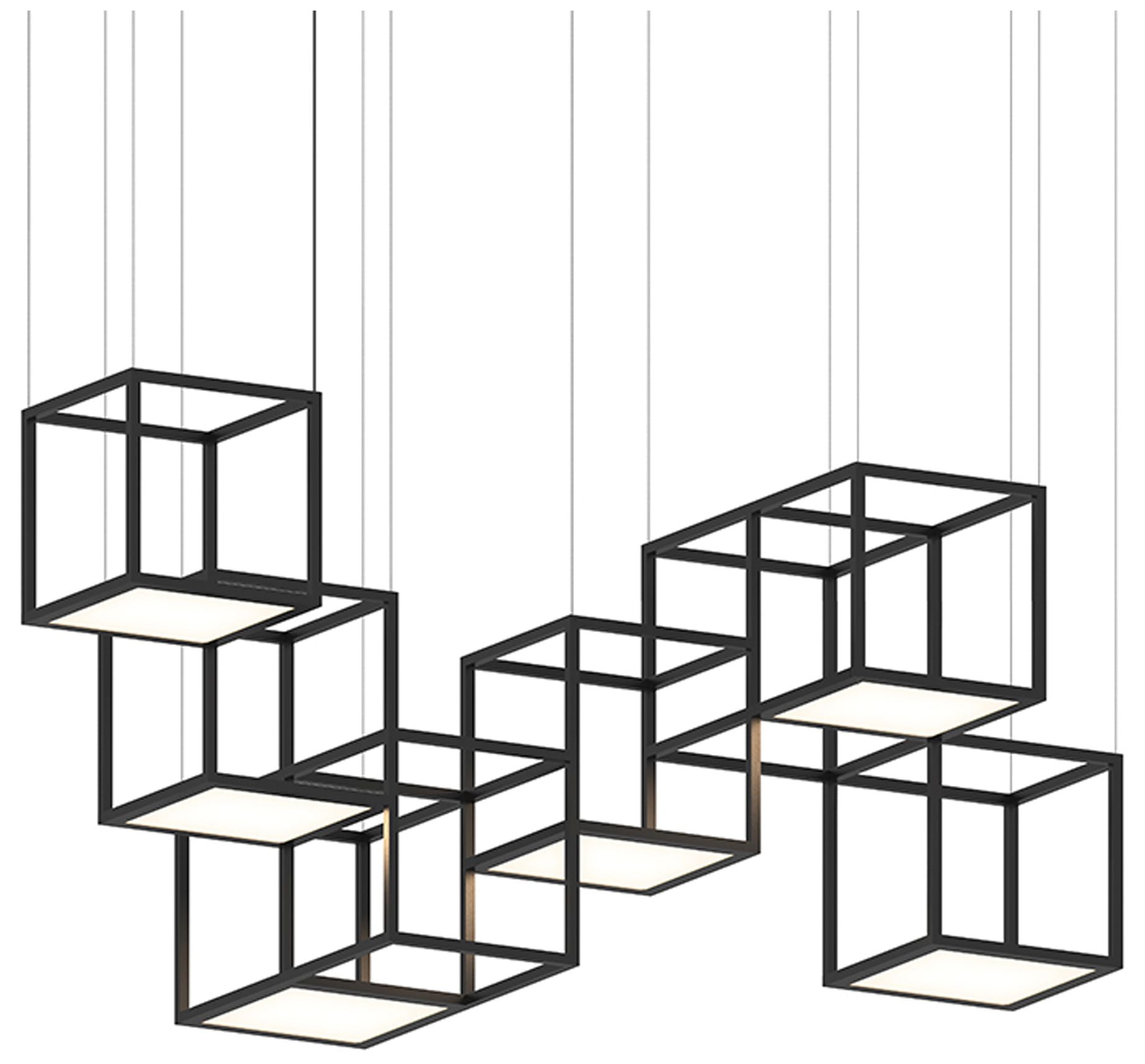 Cubix 6-Light Satin Black LED Pendant