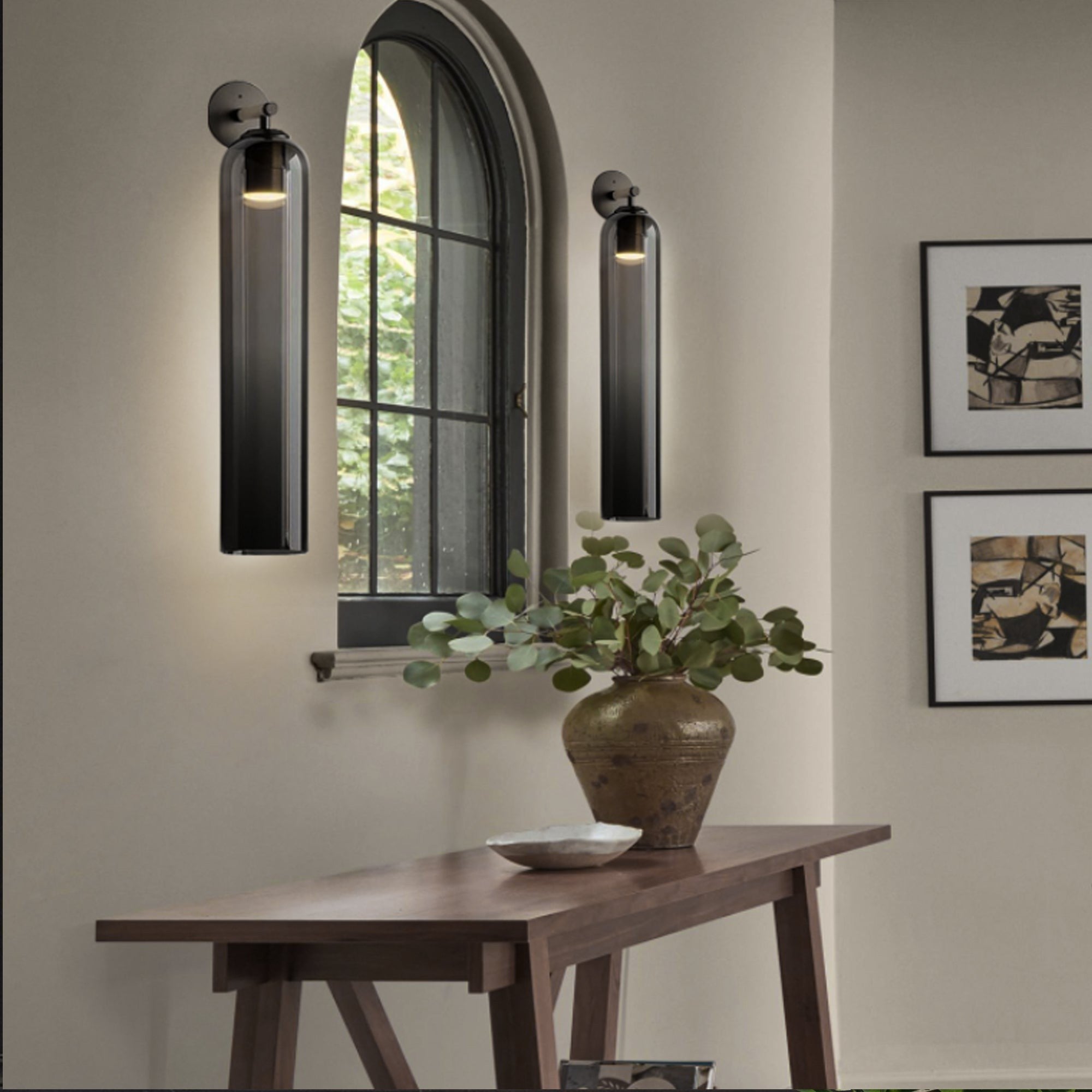 Cylindrical Art Glass Wall Light
