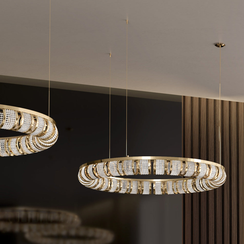 Designer Crystal 24 Carat Gold-Plated Chandelier