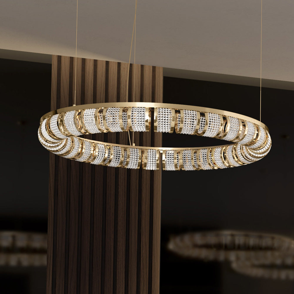 Designer Crystal 24 Carat Gold-Plated Chandelier