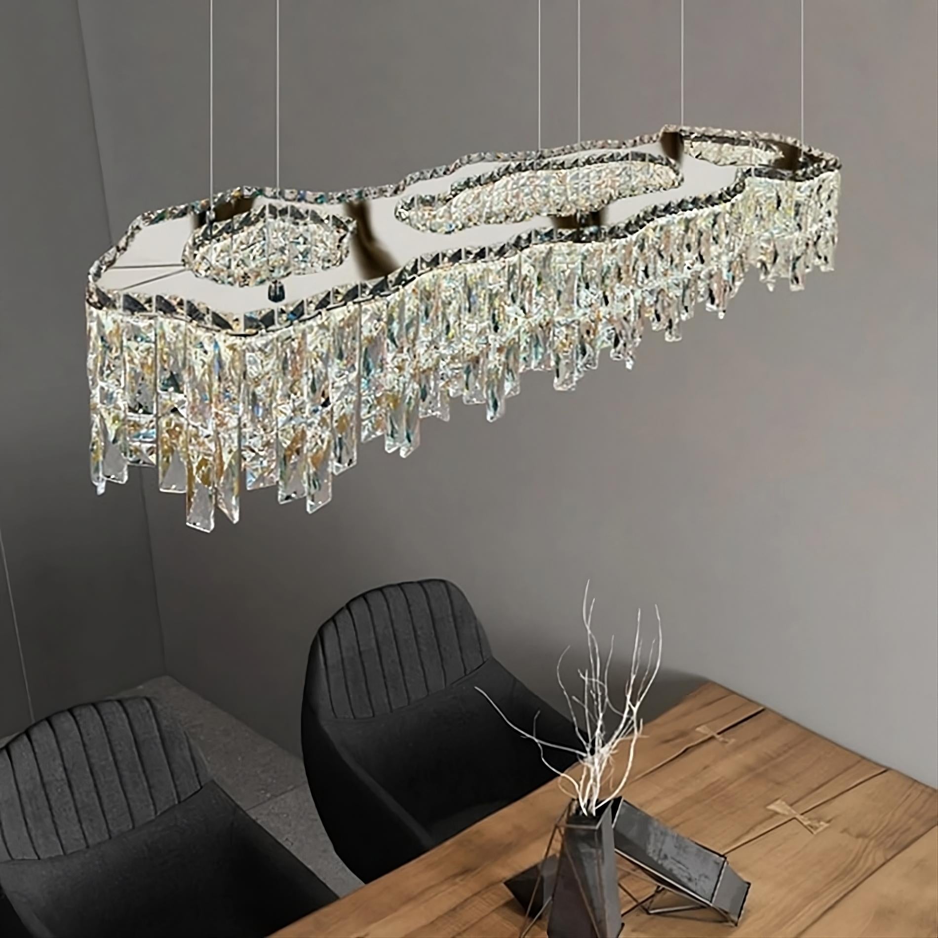 Bacci Crystal Modern Dining Room Light 47" Chandelier