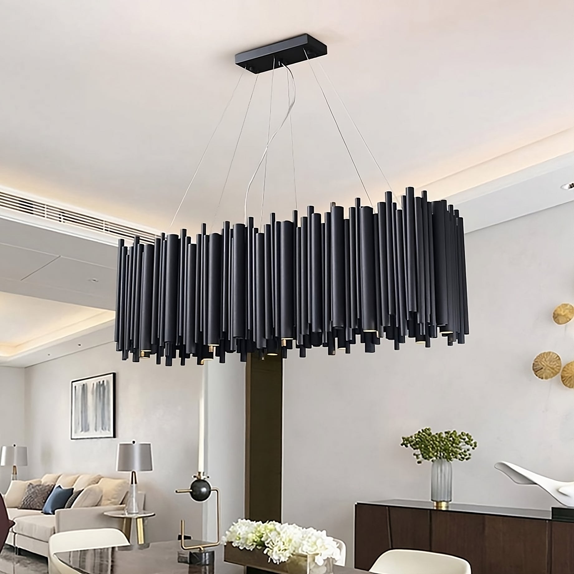 Vigo Rectangle Chandelier, Black