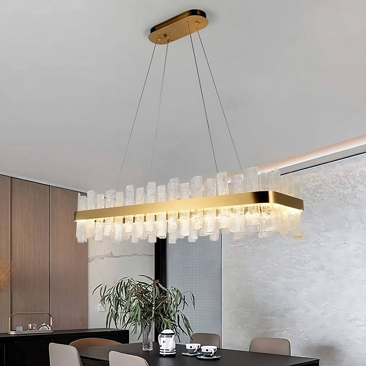 Ariano Frosted Glass Dining Room Chandelier detail view 2