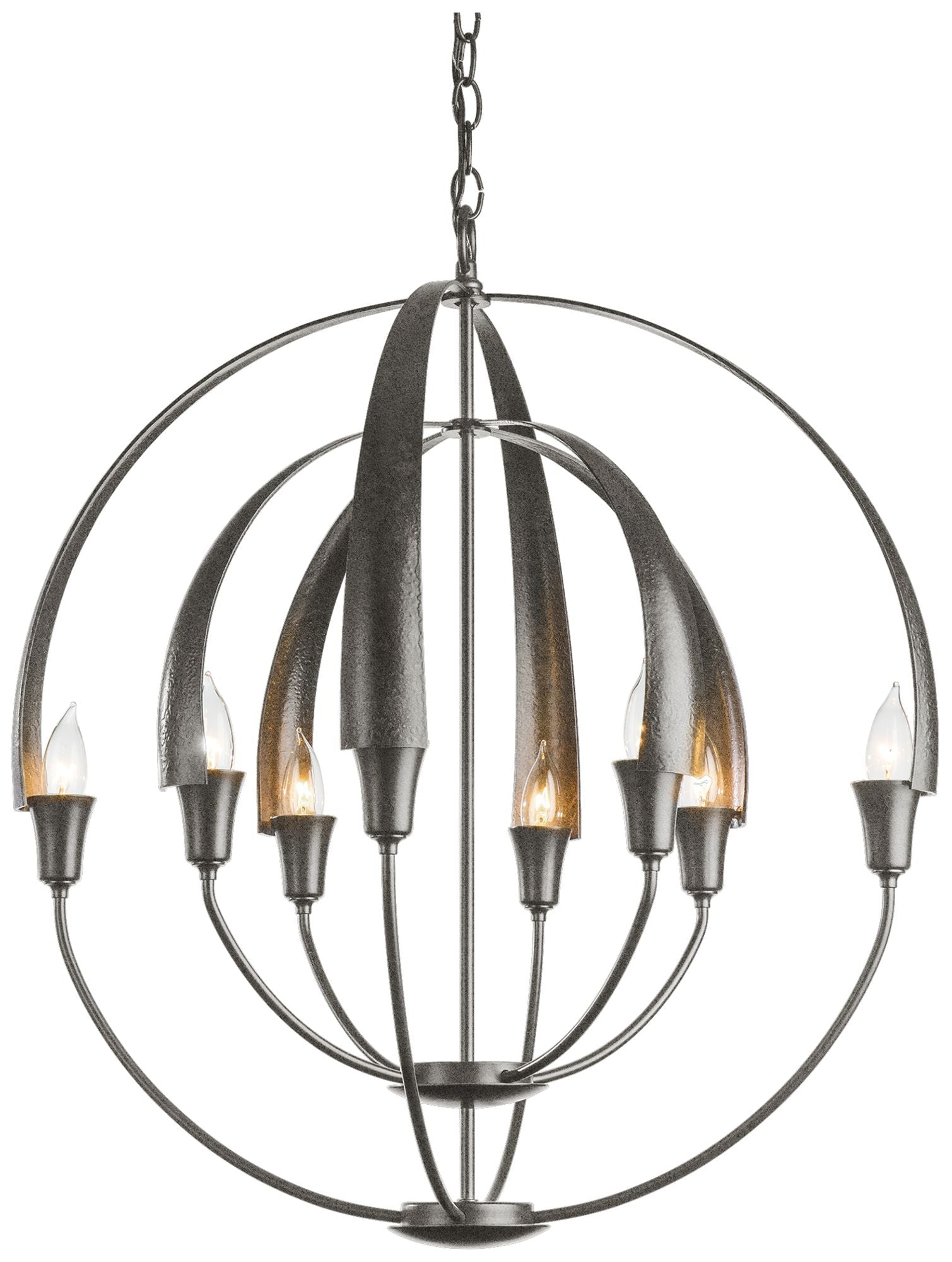 Double Cirque Chandelier Natural Iron Finish