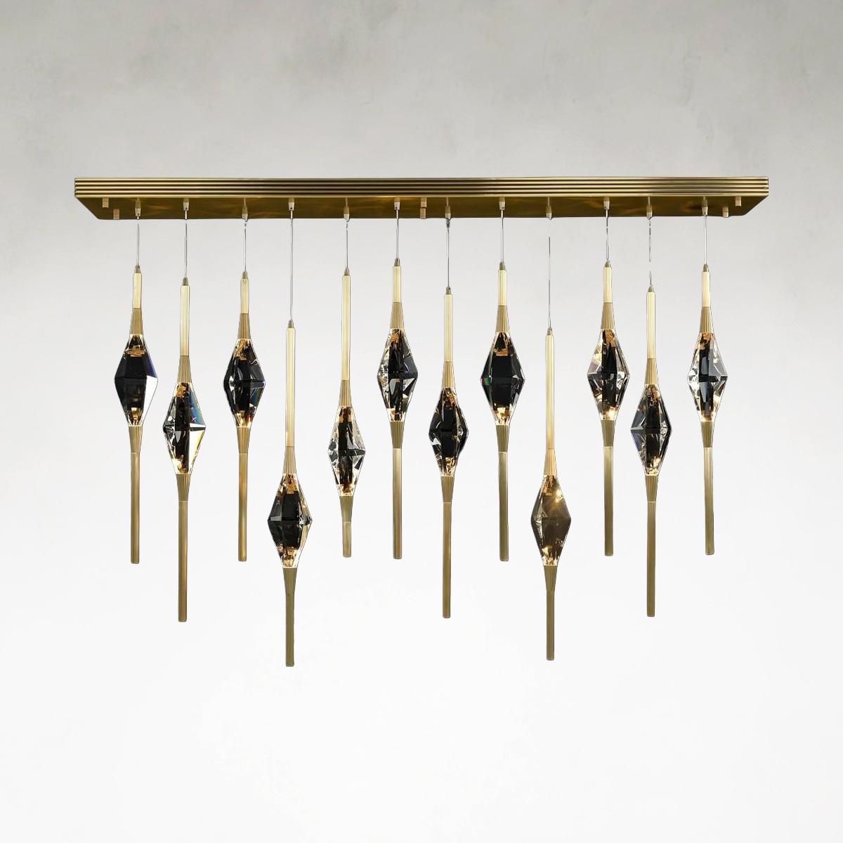 Sprezzatura Twelve-Light 66-Inch Honey Brass Linear Chandelier Ceiling Light
