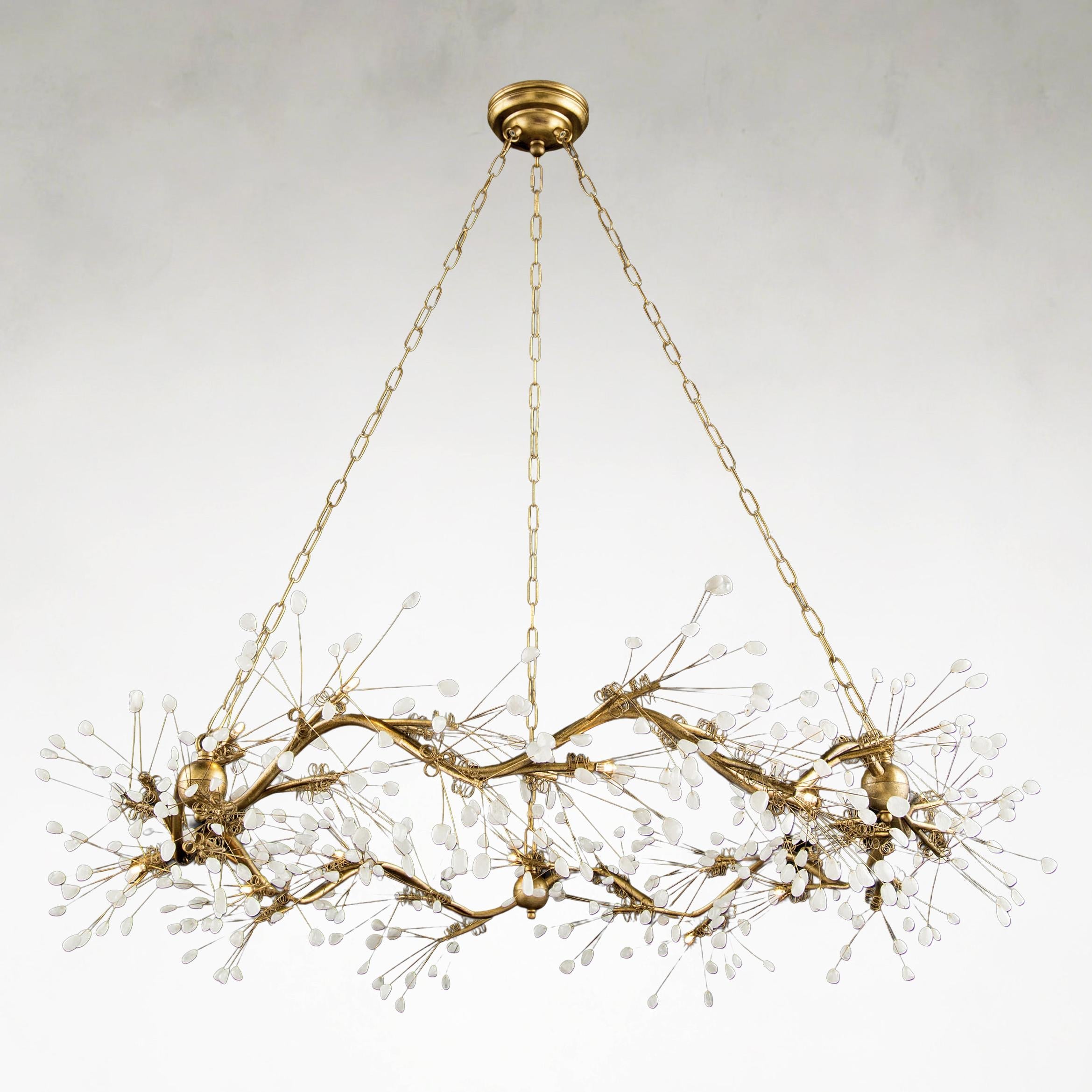 Waving Twelve-Light Stone Chandelier Ceiling Fi x ture
