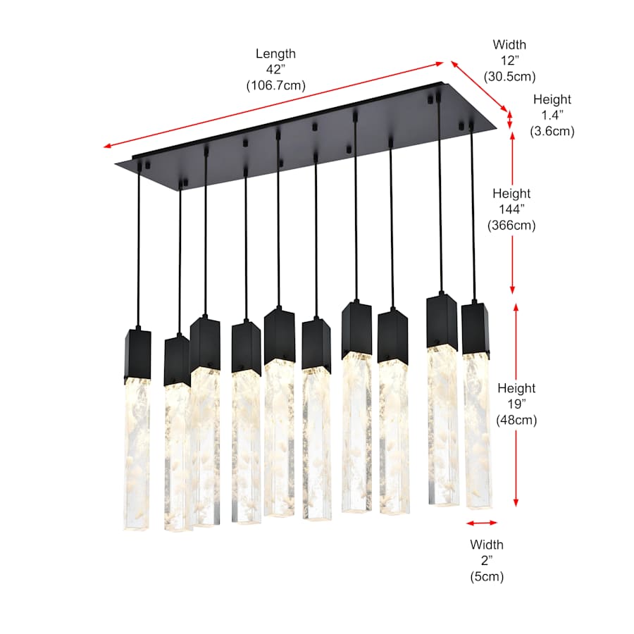 Aurora 42" Wide Crystal Linear Pendant