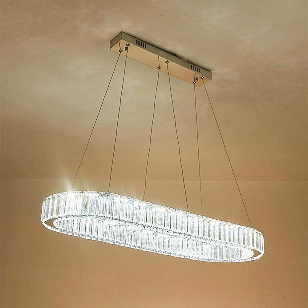 Chrome Golden Crystal Clear Beauty Oval Ring Chandelier