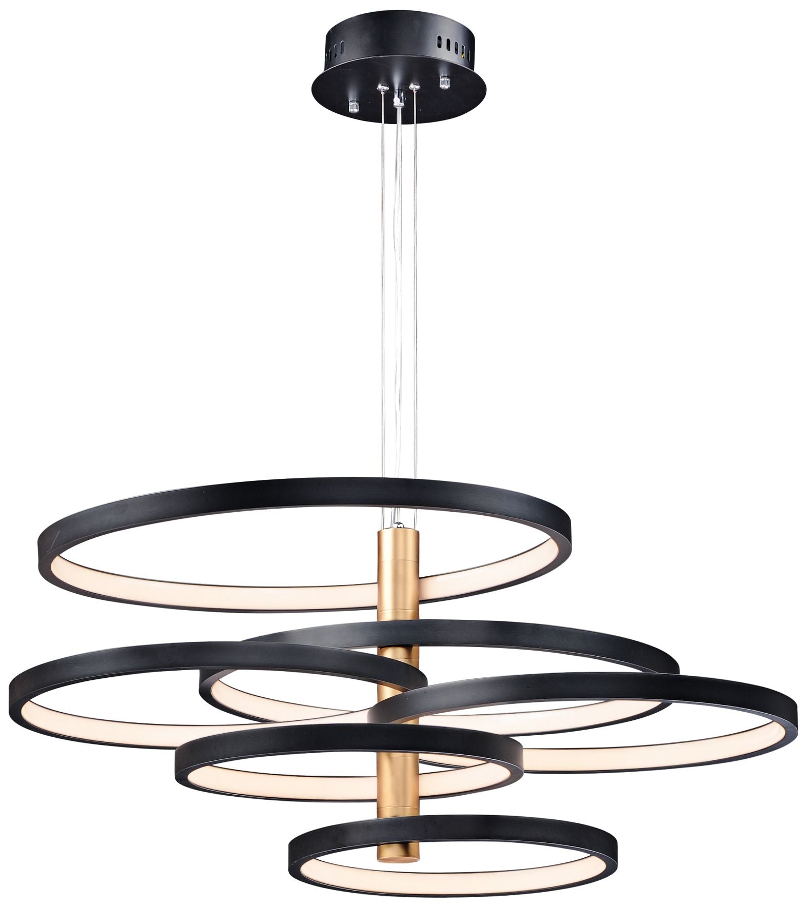 Hoopla 45.25"W Black and Gold 6-Light LED Pendant