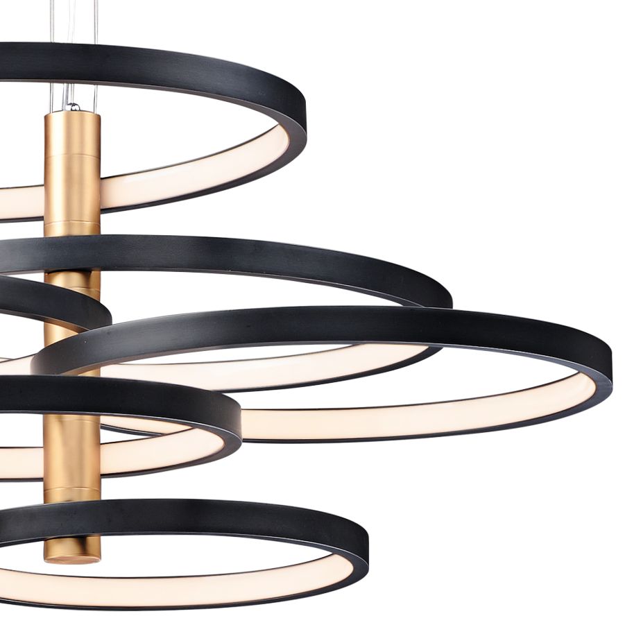 Hoopla 45.25"W Black and Gold 6-Light LED Pendant