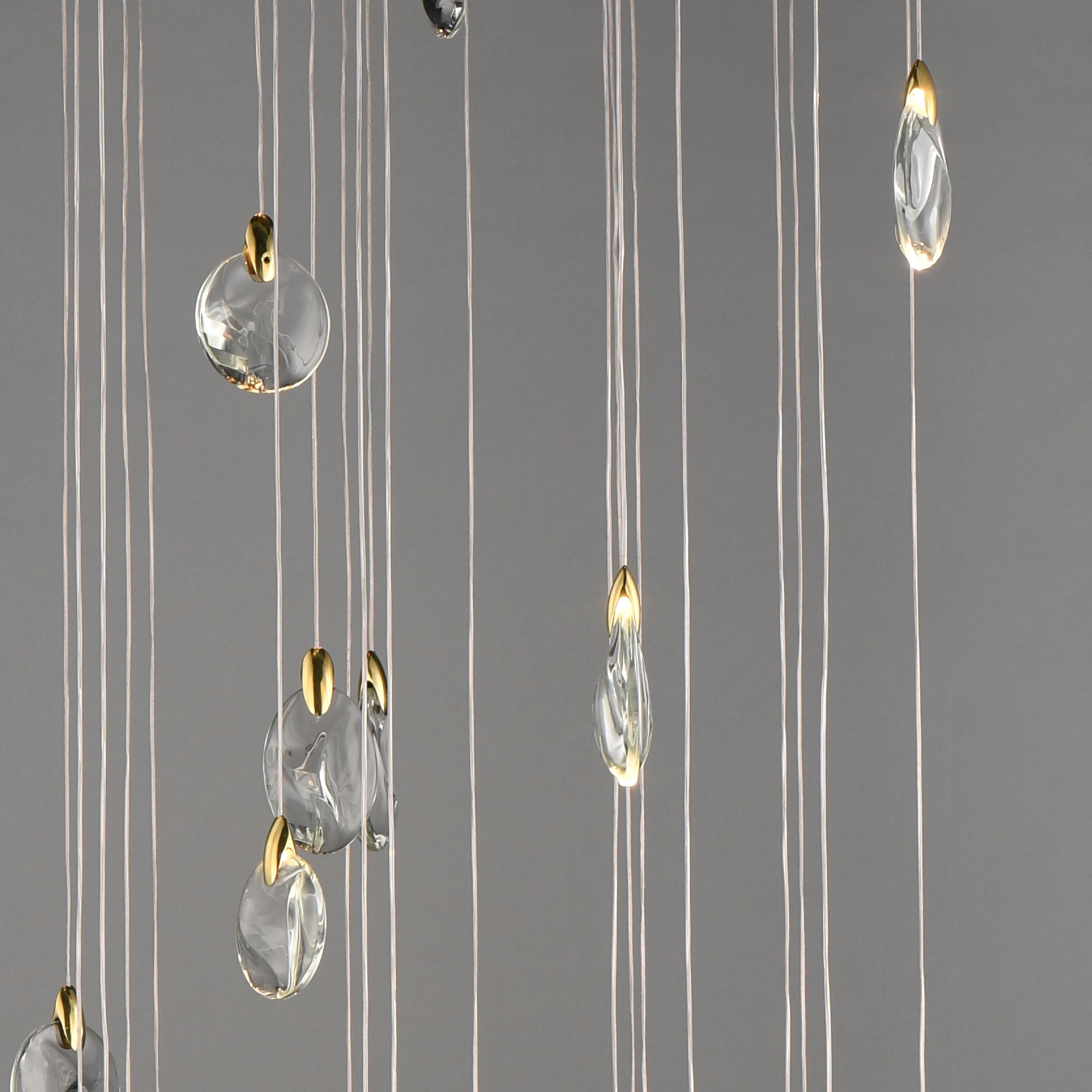 Pebble 36" Black/Polished Gold 30-Light LED Chandelier