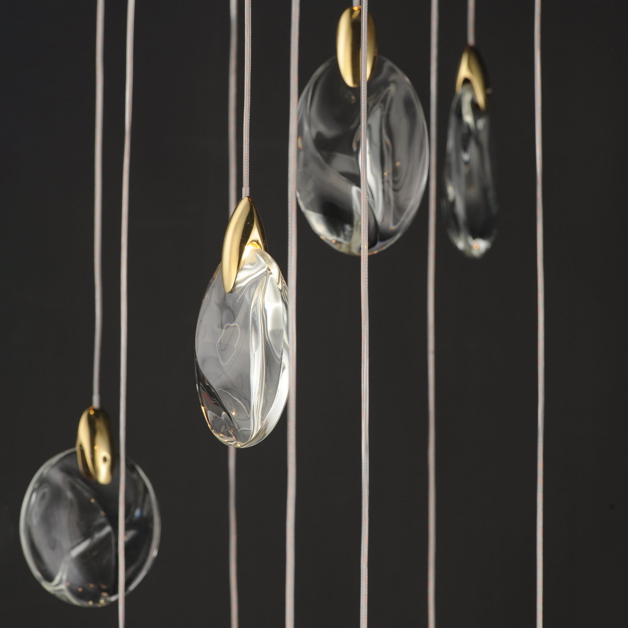 Pebble 36" Black/Polished Gold 30-Light LED Chandelier