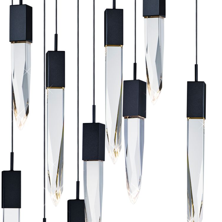 Quartz 39.25"W Black 6-LED Kitchen Linear Pendant