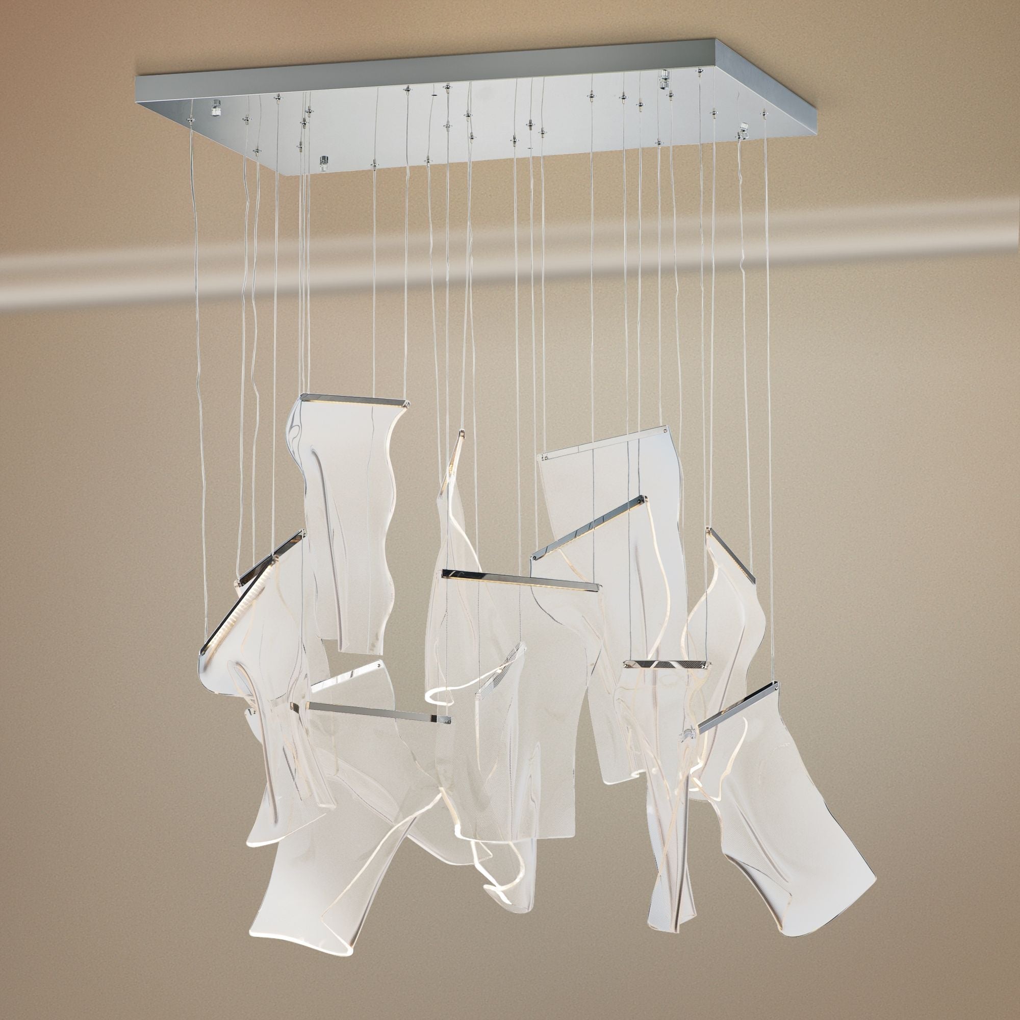 Glass Rinkle 35.5" Wide Polished Chrome Chandelier