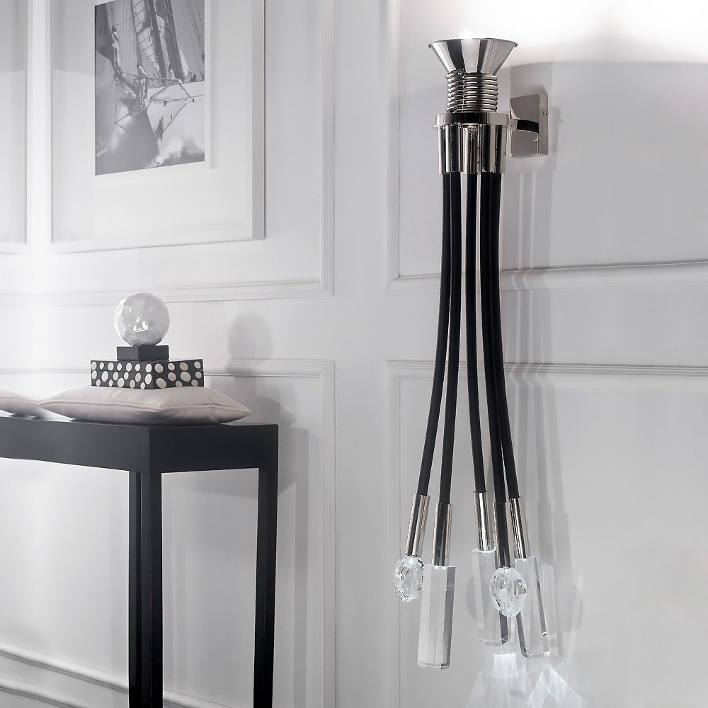 Exclusive Contemporary Black Rubber Wall Light wall light in brass, glass, rubber, crystal | Tianguang Select