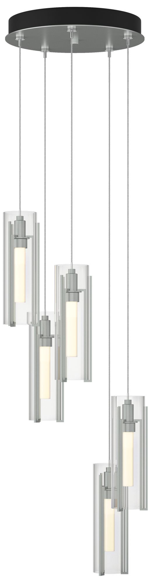 Exos Glass 5-Light Vintage Platinum Chandelier