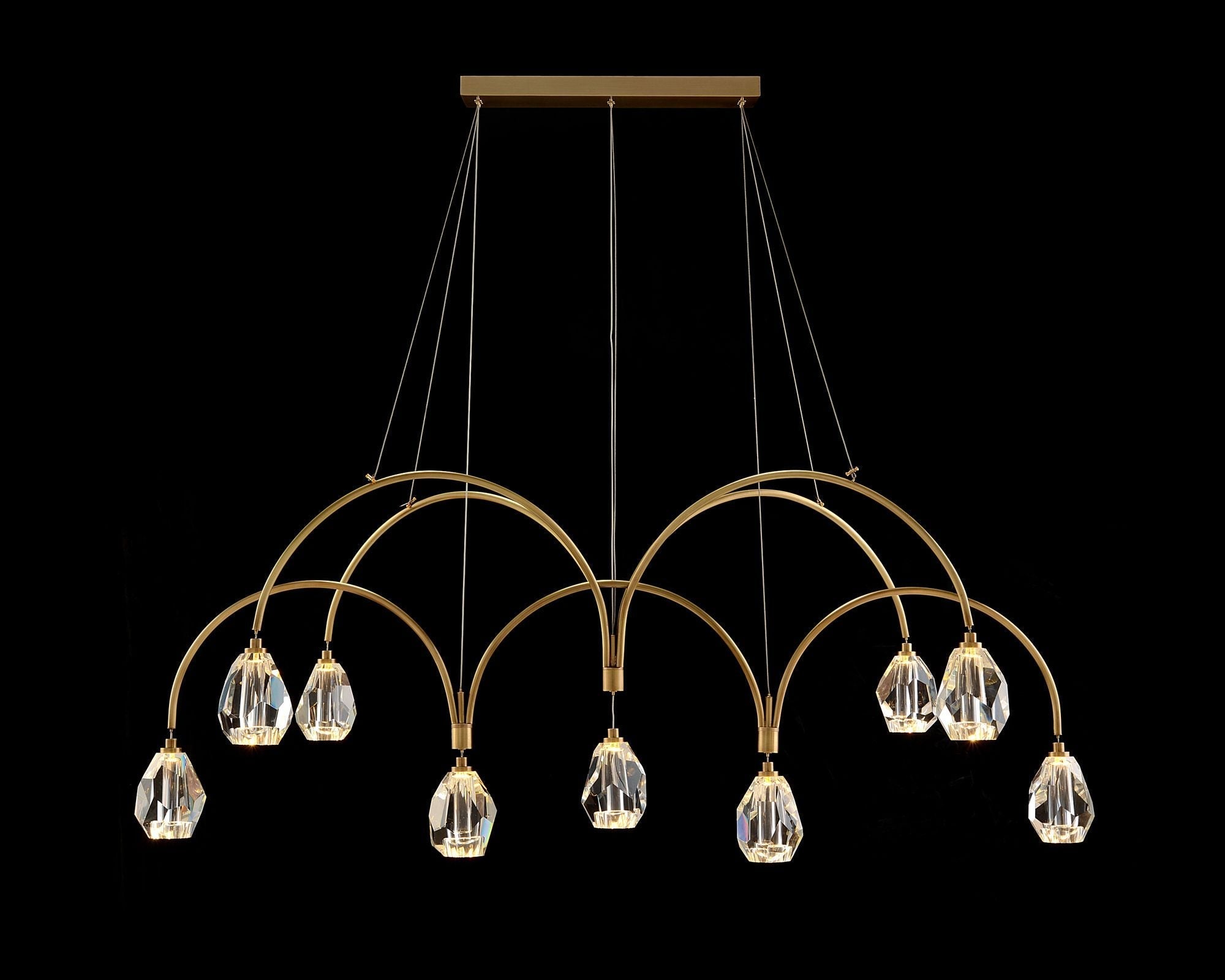Faceted Cut Crystal 62" Wide Brass 9-Light Chandelier