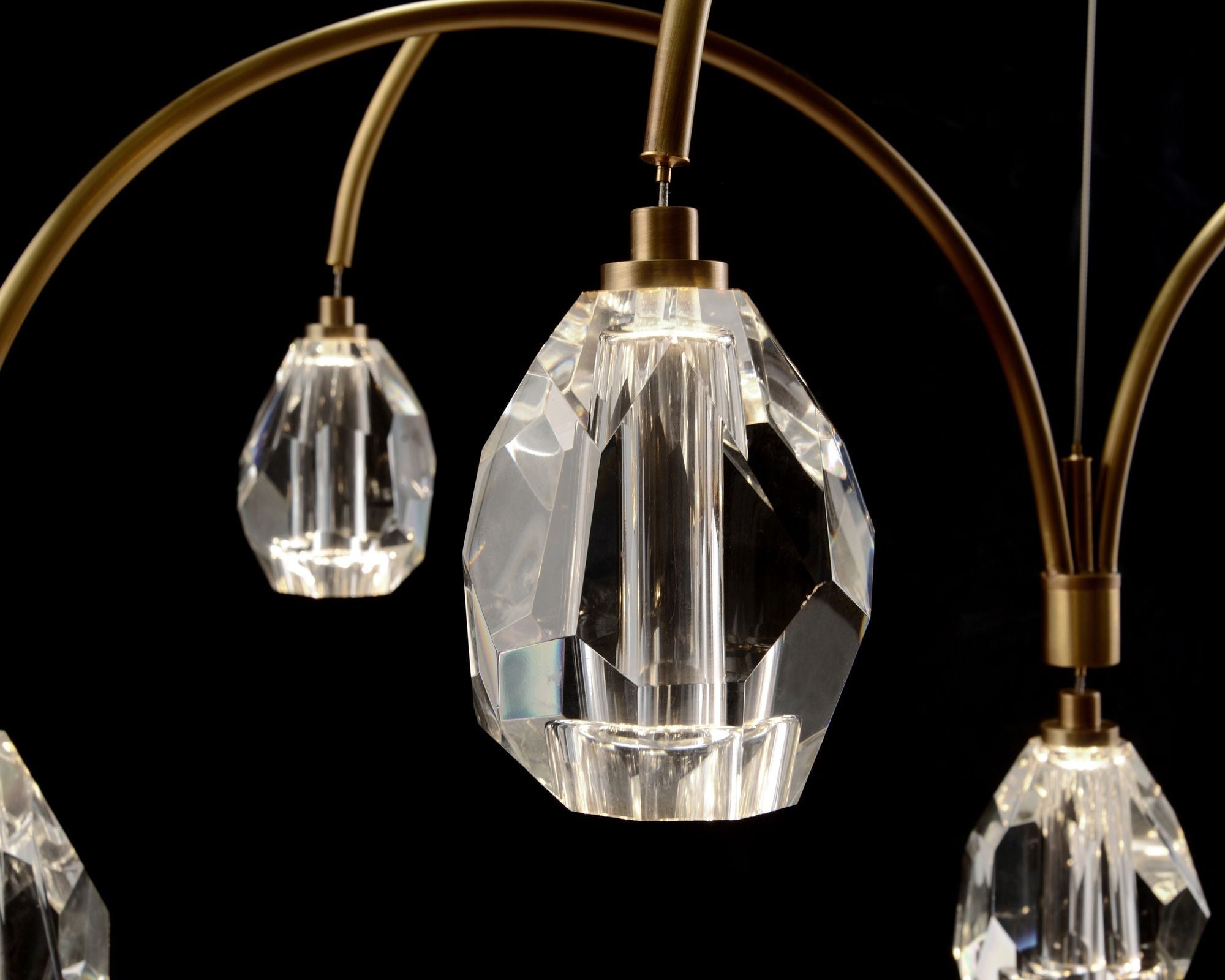 Faceted Cut Crystal 62" Wide Brass 9-Light Chandelier