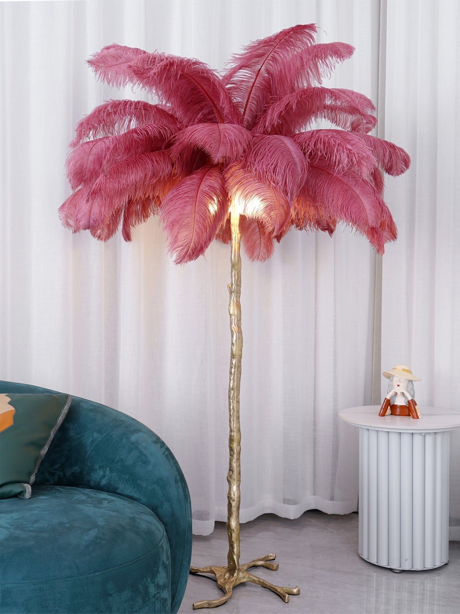 Feathered Elegance Brass Floor Lamp detail view 115