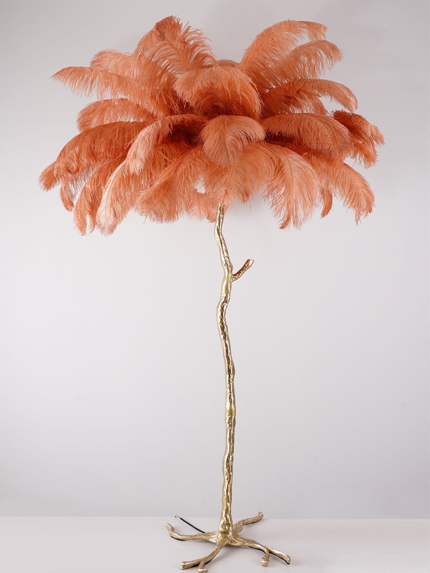 Feathered Elegance Brass Floor Lamp detail view 140