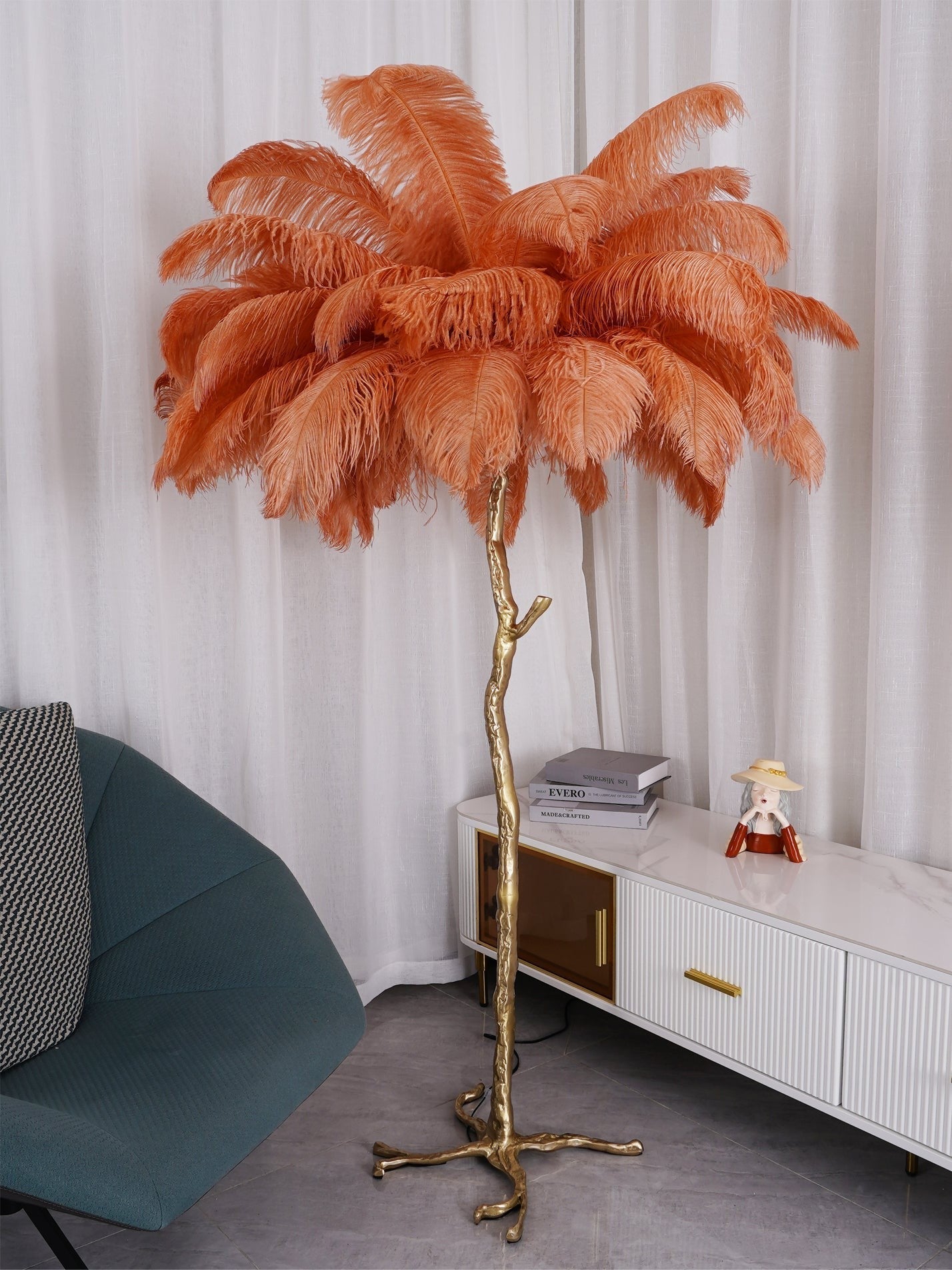 Feathered Elegance Brass Floor Lamp detail view 141