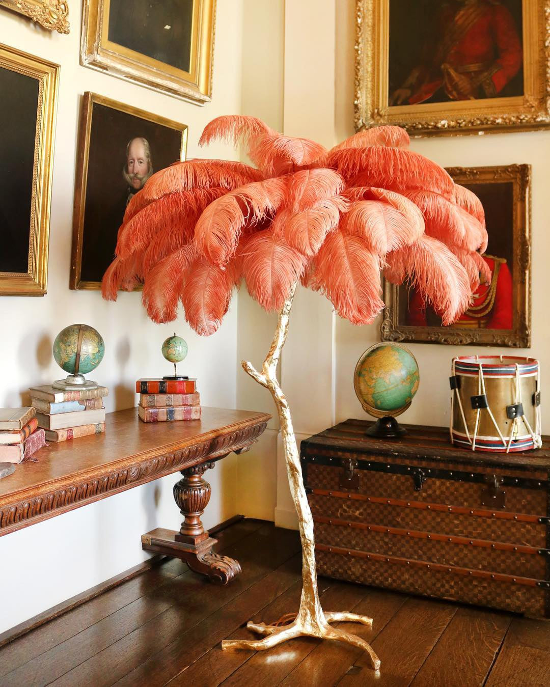 Feathered Elegance Brass Floor Lamp detail view 145