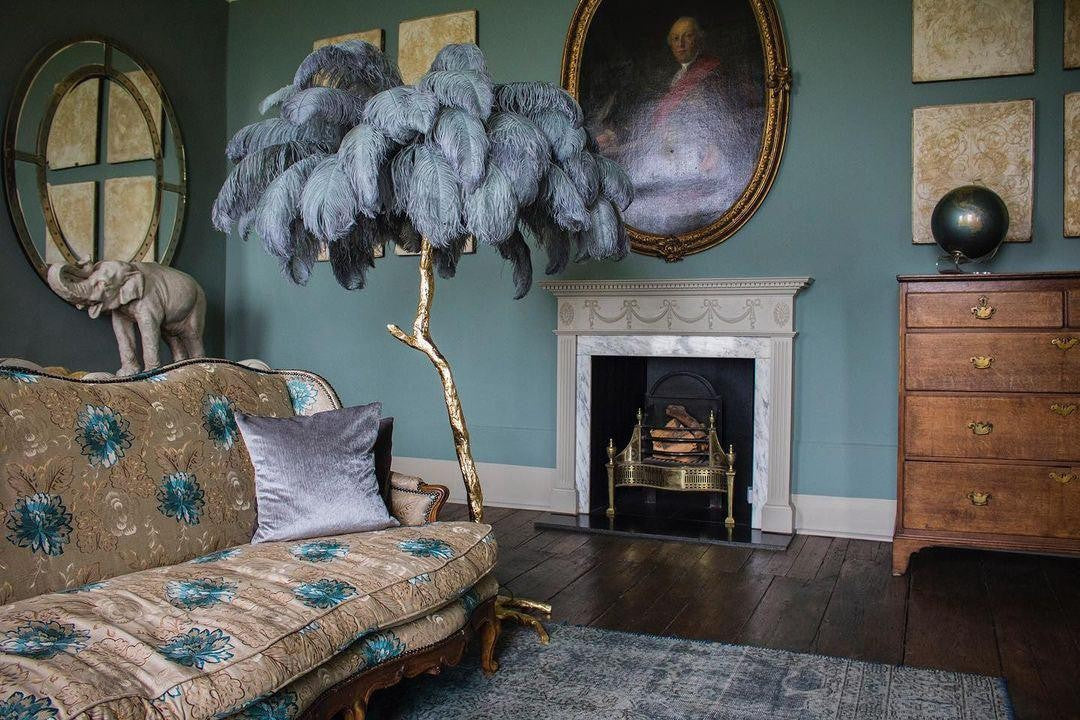 Feathered Elegance Brass Floor Lamp detail view 45
