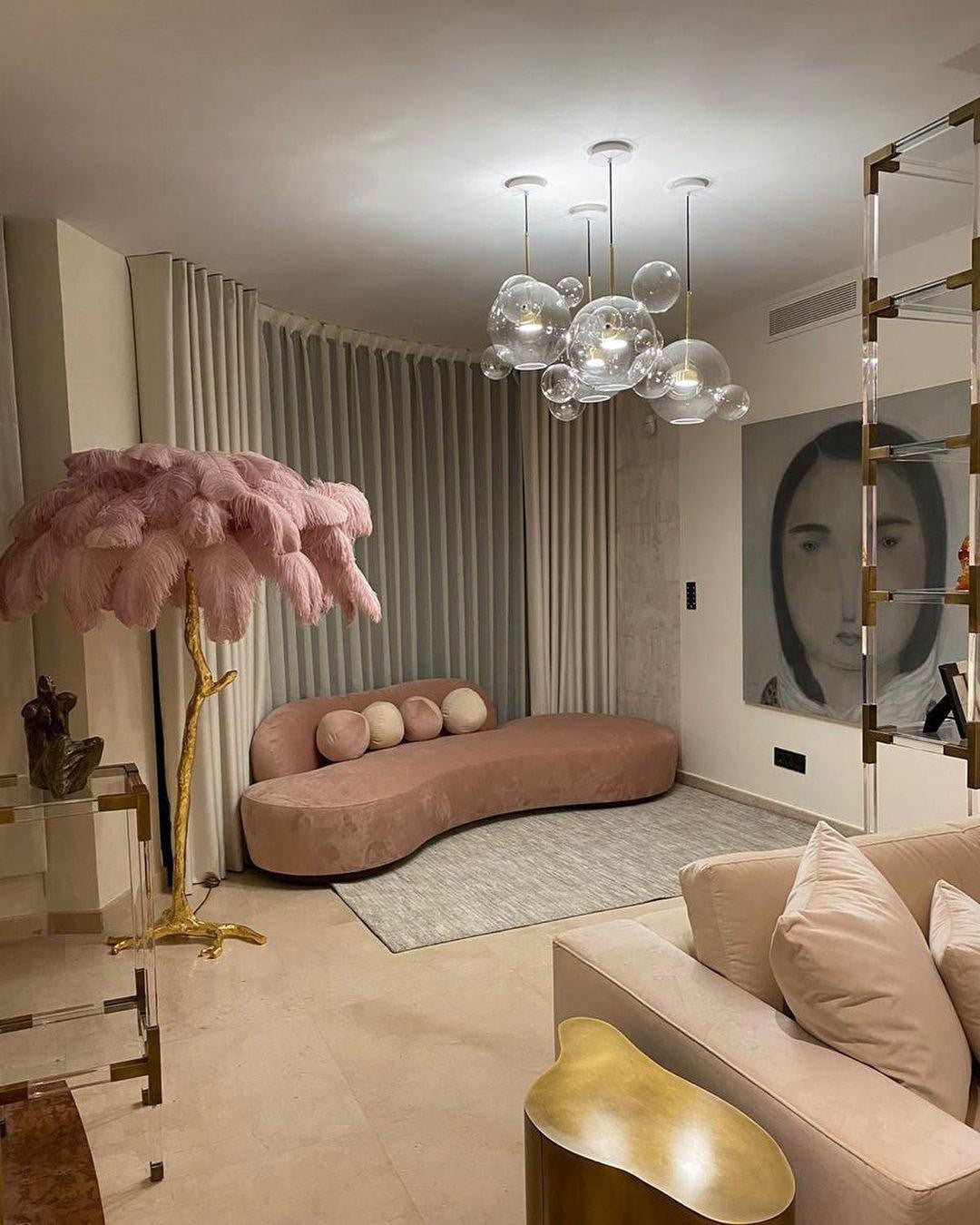 Feathered Elegance Brass Floor Lamp detail view 75