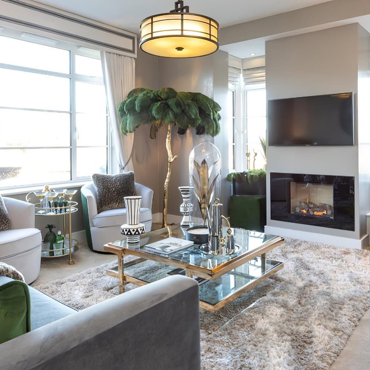 Feathered Elegance Brass Floor Lamp detail view 85
