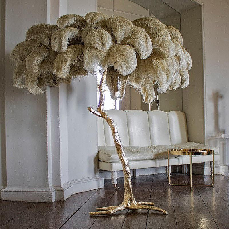 Feathered Elegance Brass Floor Lamp detail view 96