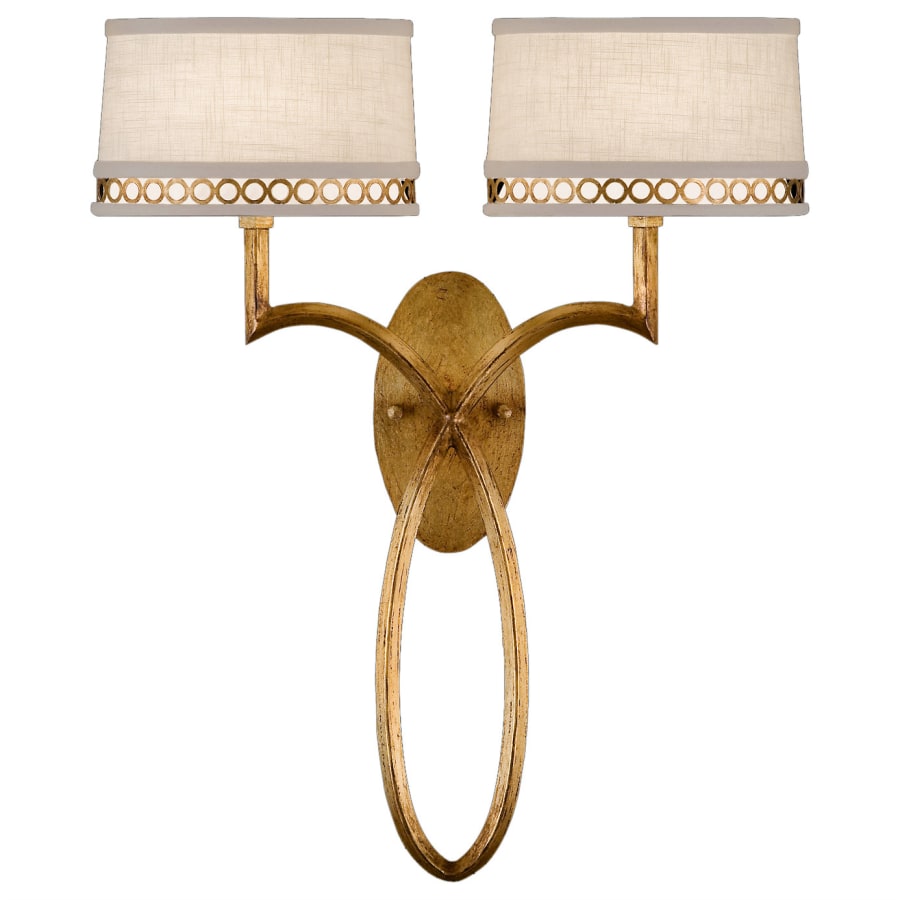 Allegretto Gold Two-Light Wall Sconce with White Linen