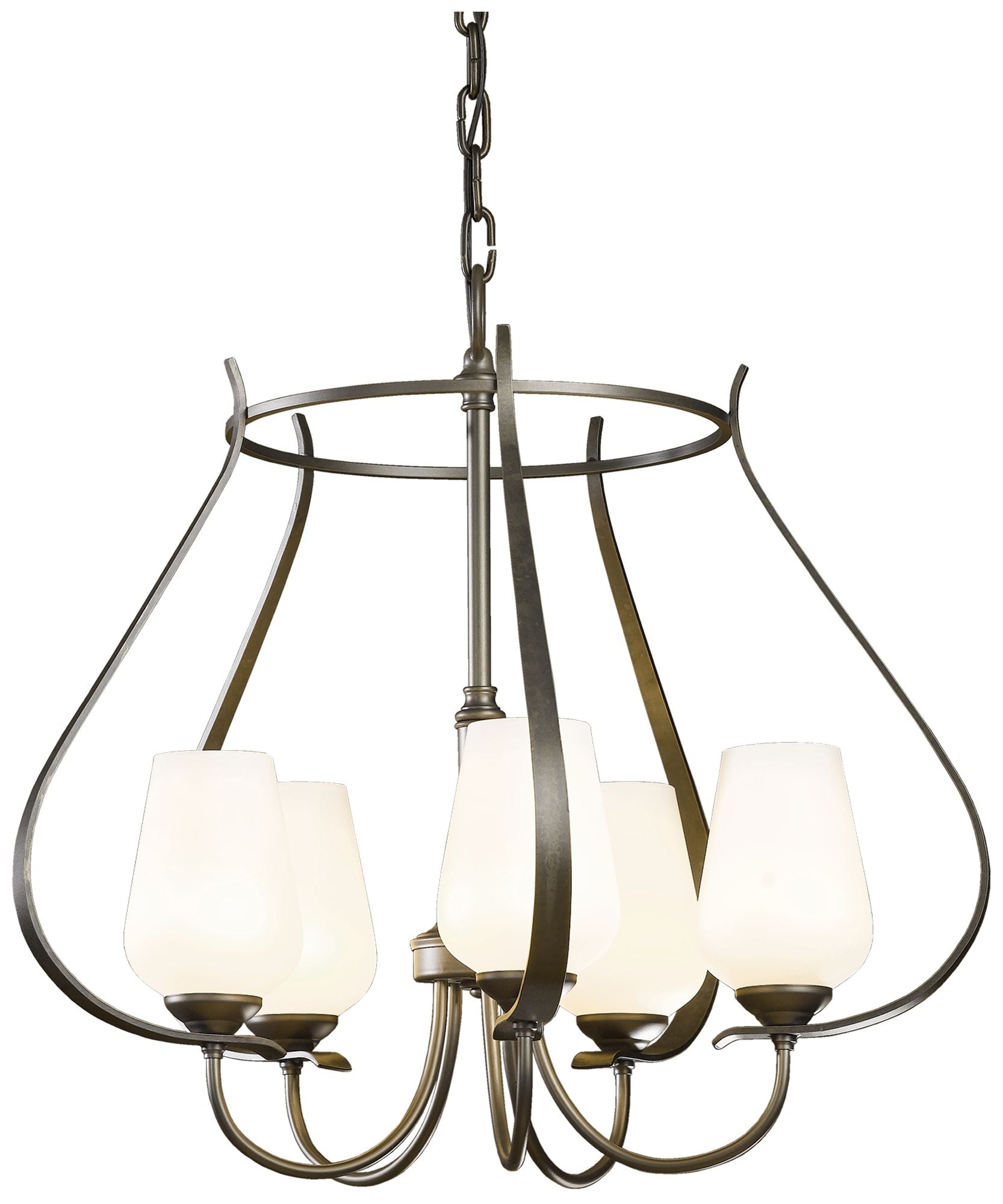 Flora 5 Arm Round Chandelier Dark Smoke Finish Opal