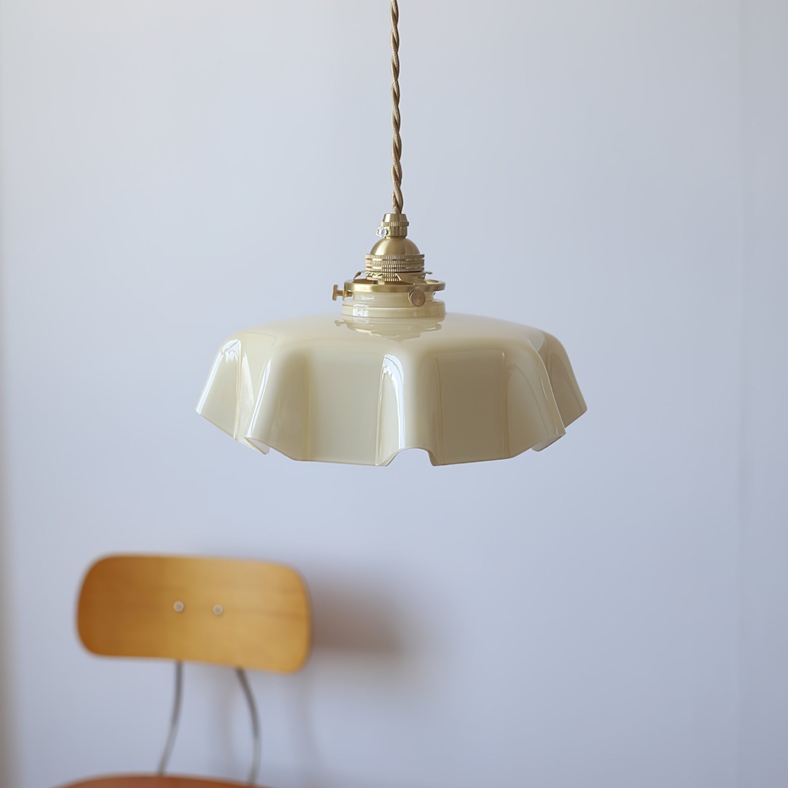 French Pleated Ceramic Pendant