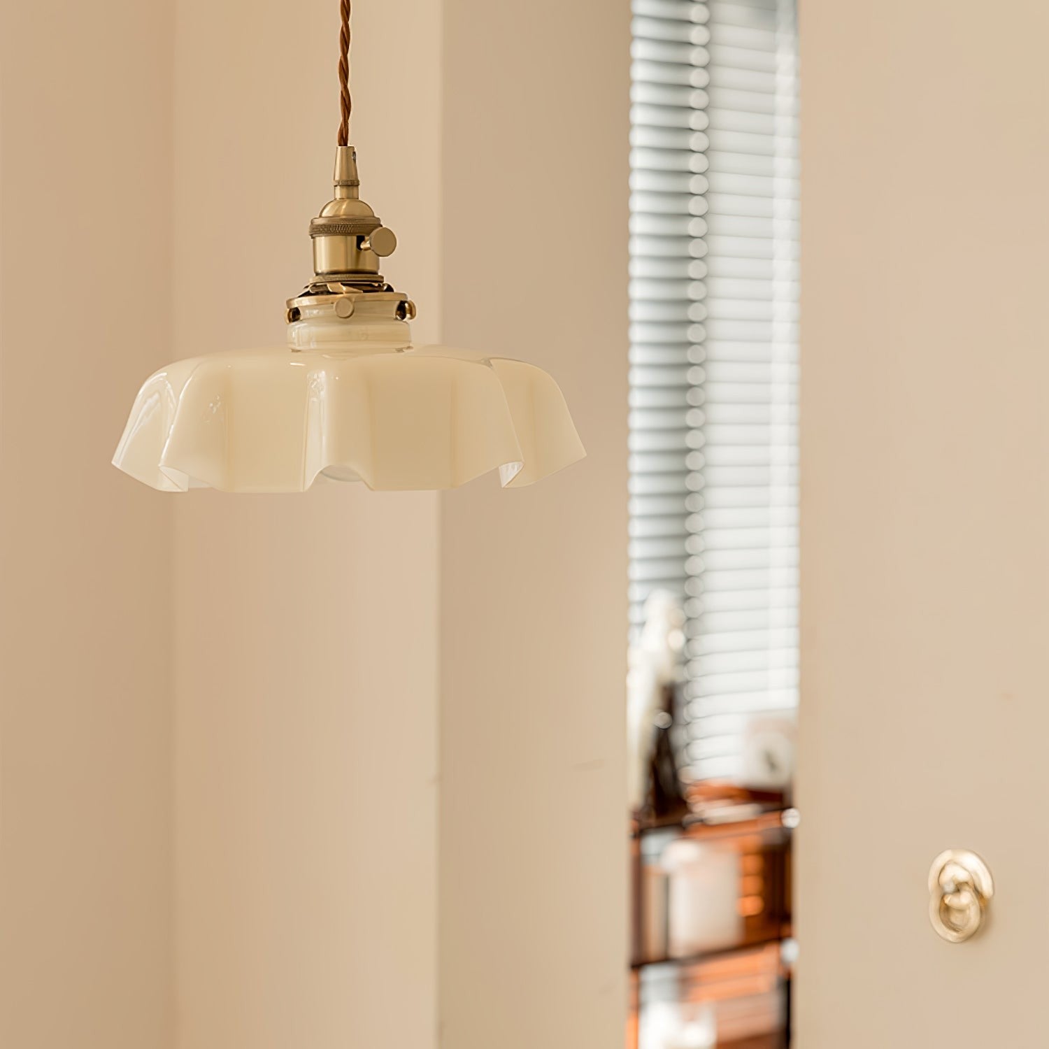 French Pleated Ceramic Pendant