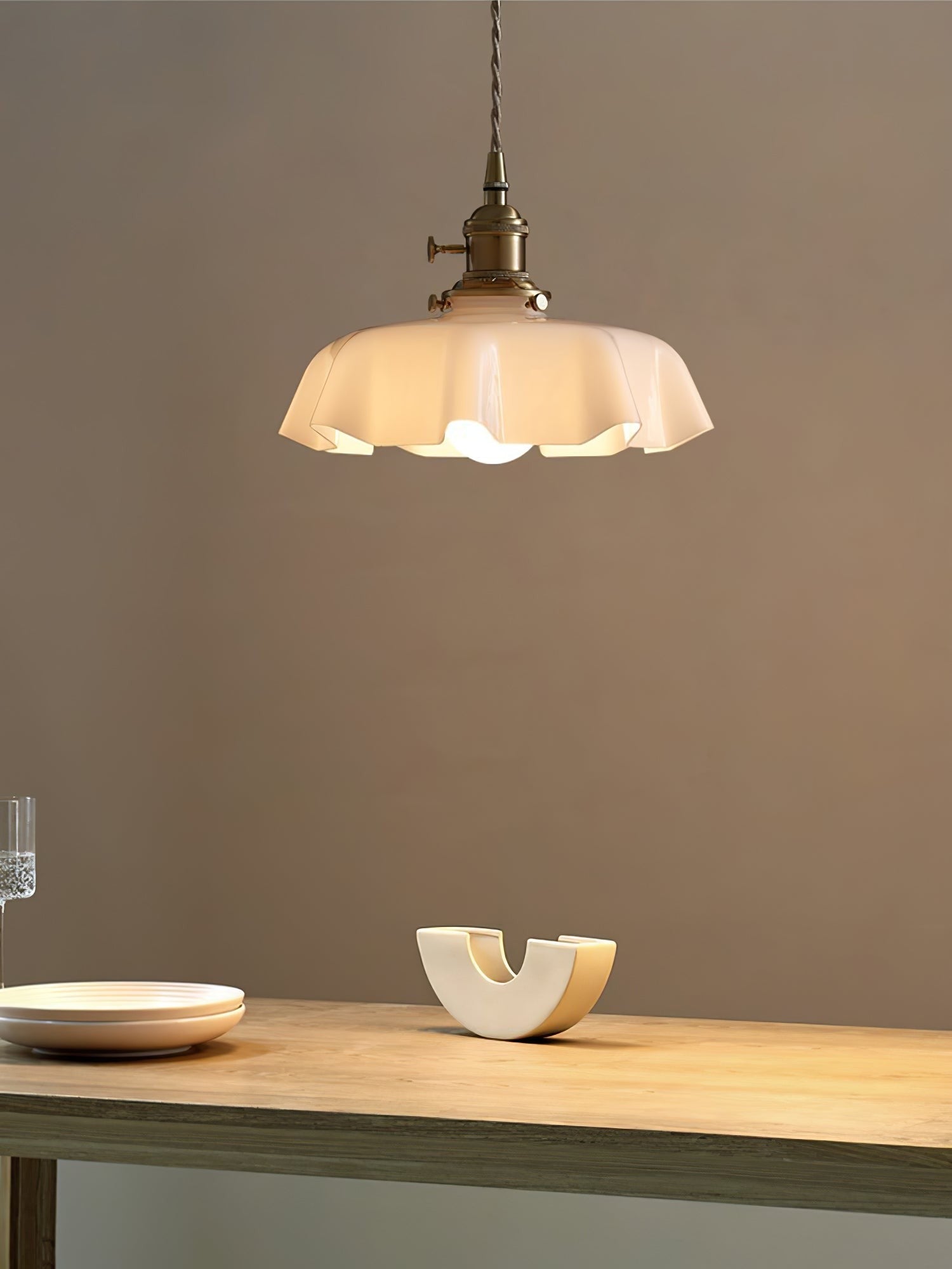 French Pleated Ceramic Pendant