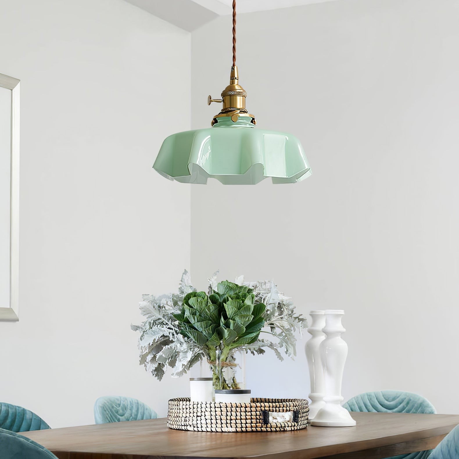 French Pleated Ceramic Pendant