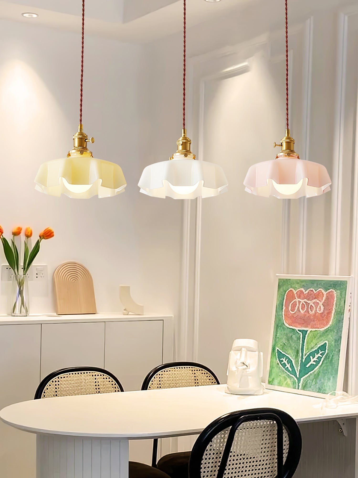 French Pleated Ceramic Pendant