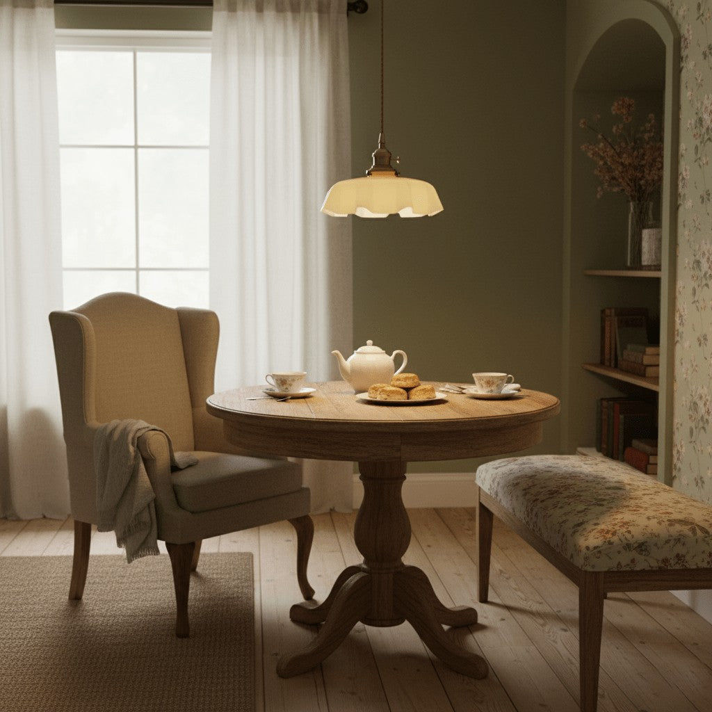 French Pleated Ceramic Pendant
