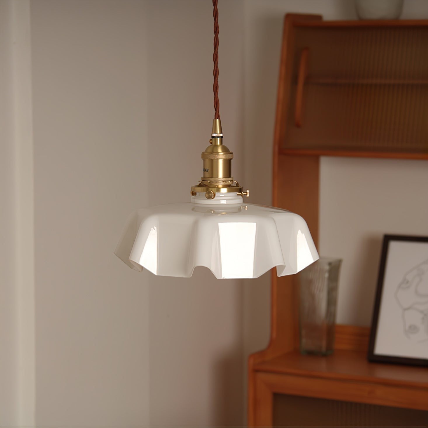 French Pleated Ceramic Pendant