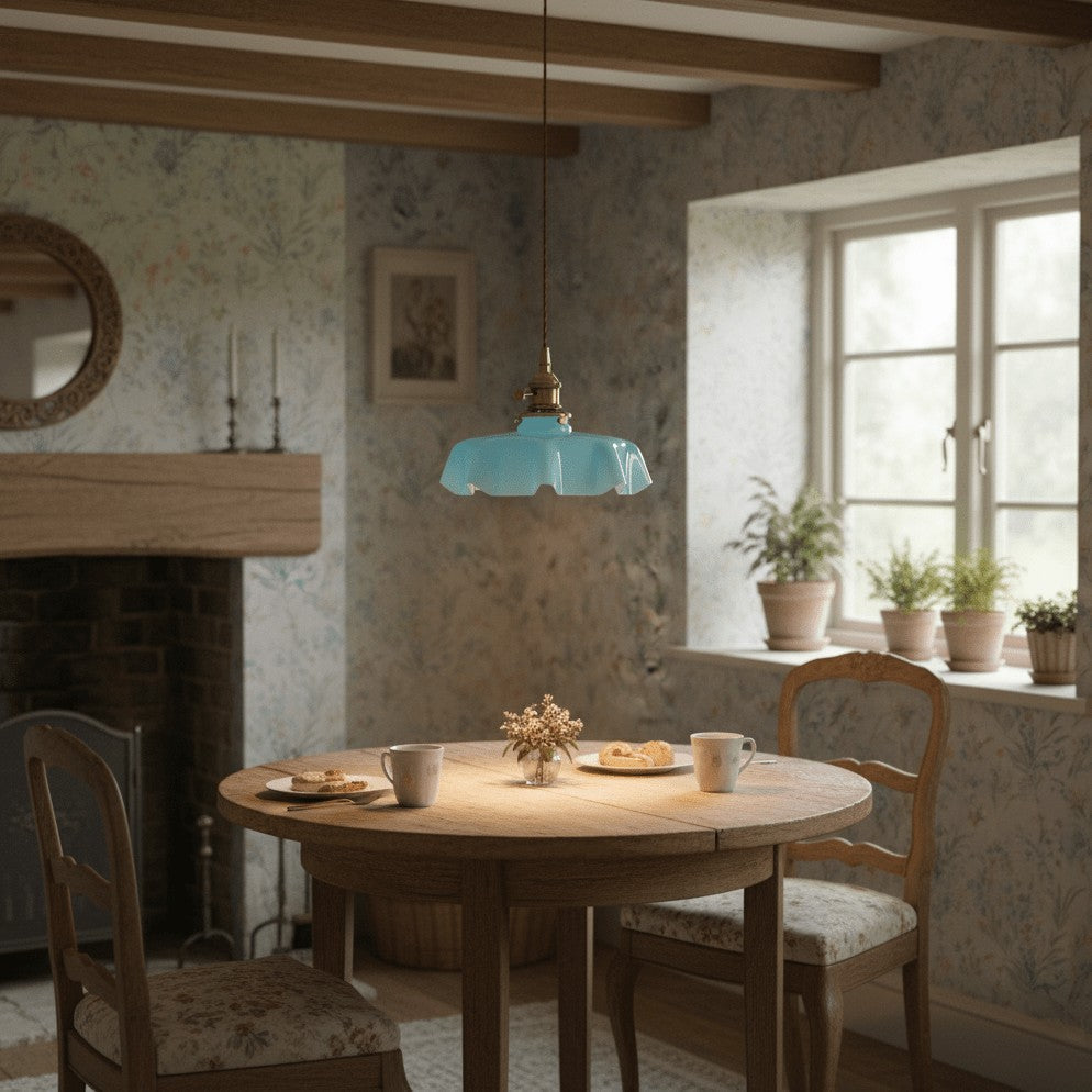 French Pleated Ceramic Pendant