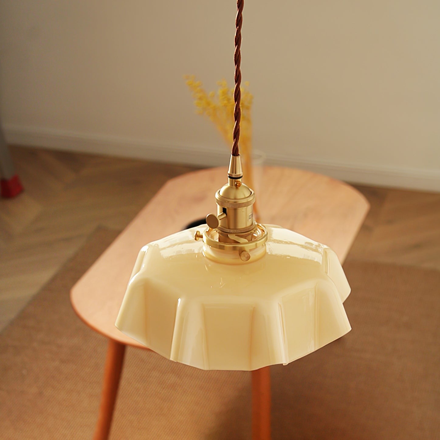 French Pleated Ceramic Pendant